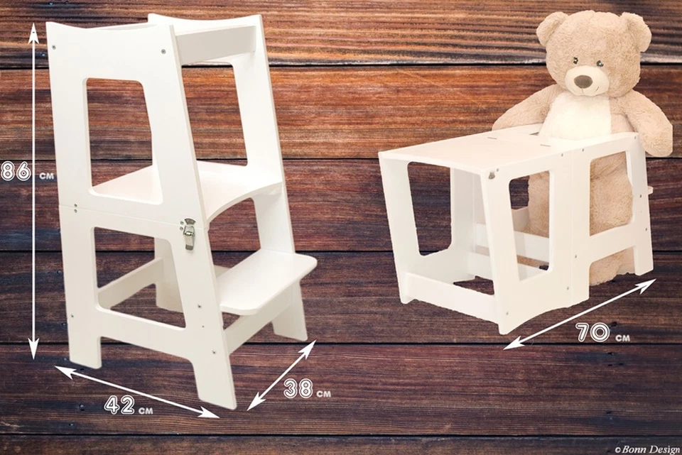 2 in 1 Montessori Learning Tower Kids Learning Tower Learning Chair High Chair Step Stool - Image 4 of 4