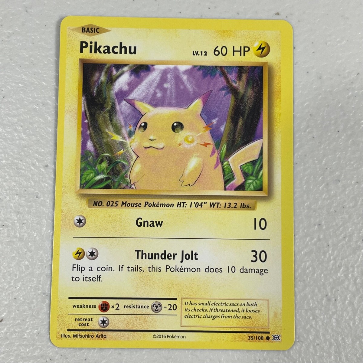 pikachu pokemon card 35 108 2016 Pokemon PIKACHU 35/108 XY Evolutions Common Card