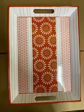 Martha Stewart Collection Pinwheel and Stripe  Melamine Tray Set of 3 NIB!!!!!