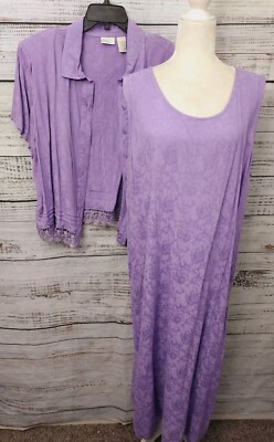 Erika Set Maxi Dress & Jacket Women's XL Purple Floral Padded Shoulders
