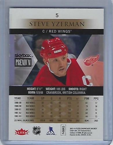 2013-14 Fleer Showcase SkyBox Premium #5 Steve Yzerman - Picture 2 of 2