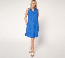 Susan Graver Petite Jacquard Terry Dress Cobalt XS New