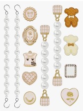 Pearl Flower Shoe Charms Luxury Jewelry Designer Charms 13 Pieces Gold Ivory