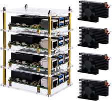 4 Layers Cluster Case for Raspberry Pi 5, Pi 5 Stackable Case with 4PCS Armor Li
