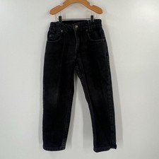 Vtg Little Levi's 566 Loose Fit Jeans Size 6 Black Denim USA 90s Grunge Skate