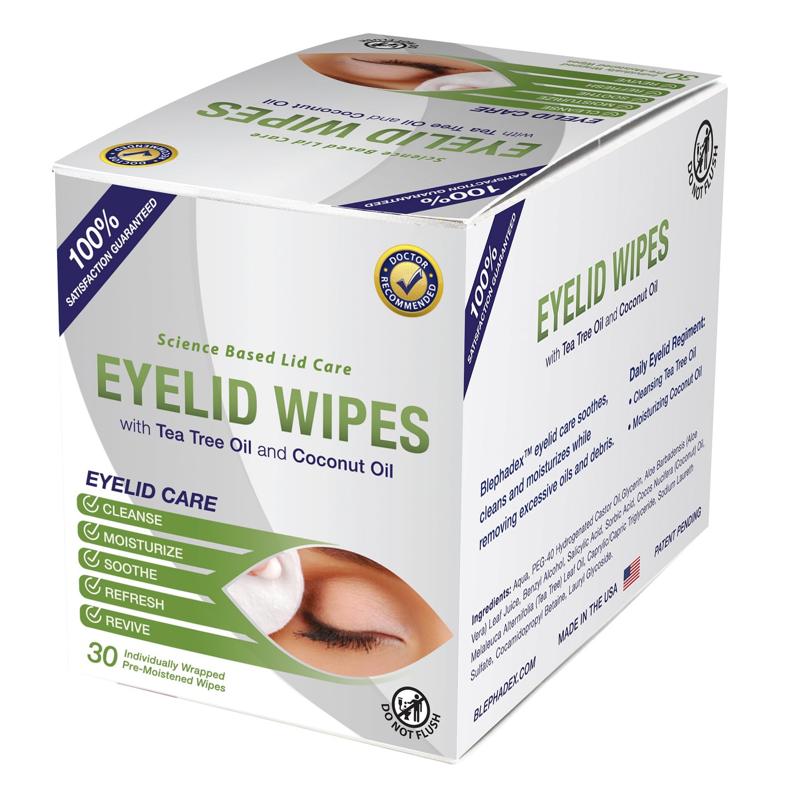 Lunovus Premium Eyelid Wipes With Tea Tree and Coconut Oil - Cleansing Wipes ...