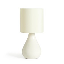 Ceramic Table Lamp Cream Teardrop Base Fabric Shade E14 Bedside Light