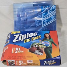 Ziploc Big Bags XL 3 Count 10 Gallon Heavy Duty Zipper Storage Bags 2ft x 20"