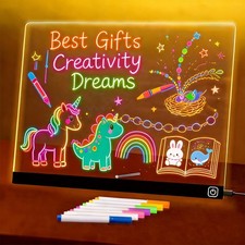 LED Note Board with Colors, 13.7"X10" Light Up Acrylic Dry Erase Board Led Dr...