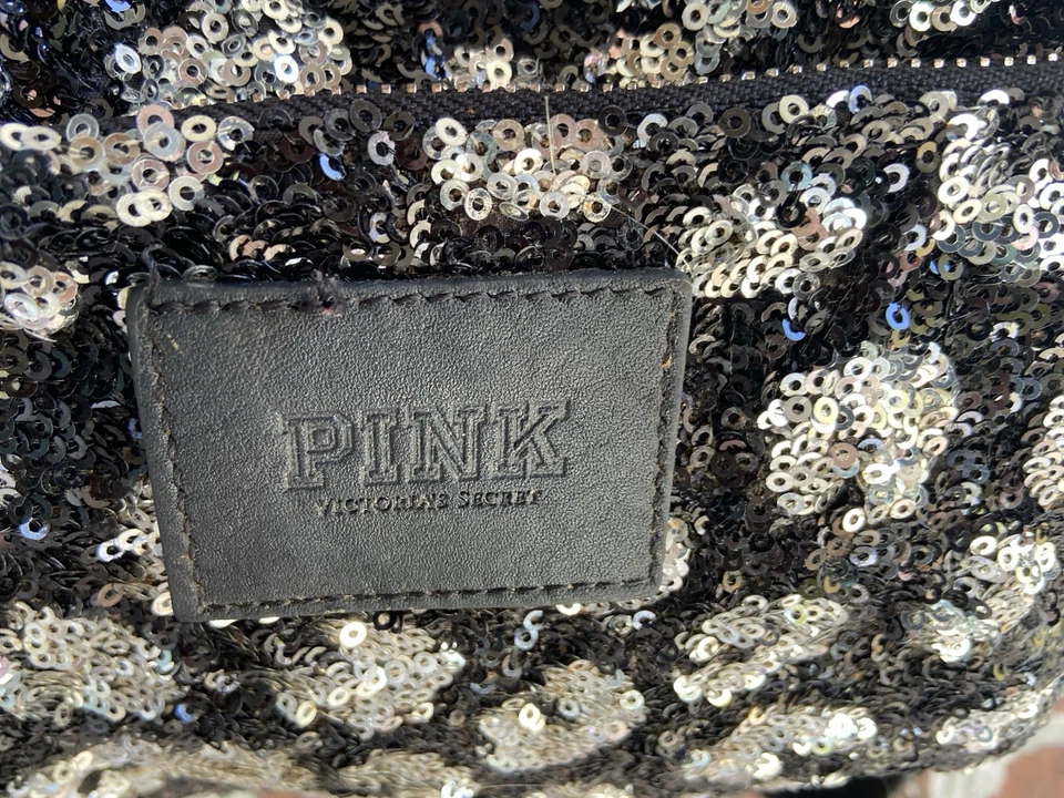 Mochila Victoria's Secret Edición Limitada ROSA Negra y Plateada Guepardo Lentejuelas Foto 4 de 4