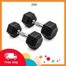CAP Barbell, 20lb Coated Rubber Hex Dumbbell, Pair