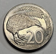 1986 New Zealand 20 Cents - Copper Nickel Coin - World Coin - Kiwi