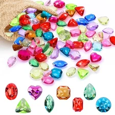 Grevosea 100 Pieces Toy Gems, Gemstones for Pirate Treasure Jewels Fake Acryl...