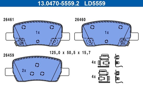 ATE Bremsbelagsatz, Scheibenbremse 13.0470-5559.2 FüR Hyundai KIA-image