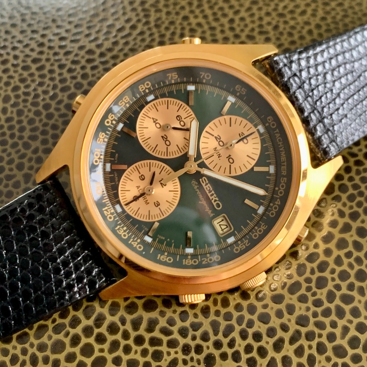 Seiko Green Dial Gold Tone Quartz 39mm Chronograph - NOS | eBay