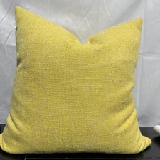 NEWPORT Home Decor Sofa Throw Pillow 18x18 Down Insert Yellow Woven