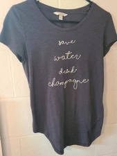 LC Lauren Conrad Women’s Gray High Low Shirt “save water drink champagne” Small