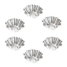 6 Pcs Stainless Steel Flower Tart Mold Metal Cupcake Cups For Baking
