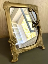 Ancien miroir en bronze Art Nouveau XIX 1900 sculpture femme