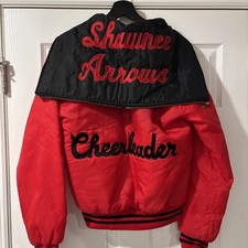 Vintage 80s Cheerleader Letterman Sherpa lined Varsity Jacket Reversible Sz S