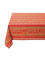 Rectangular Red Avignon 59" x 78" Easy-Care Cotton Coated French Tablecloth,...