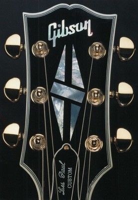 Gibson Les Paul Custom Guitar Headstock Close-Up Advertising Postcard