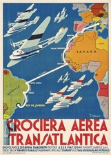 1931 Umberto di Lazzaro CROCIERA AEREA TRANSATLANTICA Poster da viaggio-artofunivers