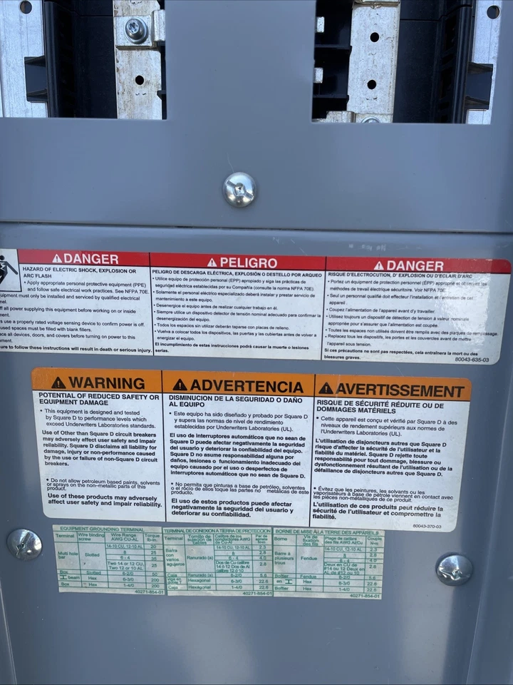 Square D 12252943360030001  Panelboard 42 Circuit 150 Amp Copper 208/120V 3PHS - Image 3 of 4