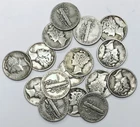 LOT OF 16 MIXED DATE MERCURY DIMES! GORGEOUS SILVER COINS! MUST HAVE! NR #G3519