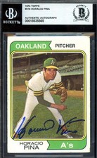 Horacio Pina Beckett BAS Signed 1974 Topps Autograph