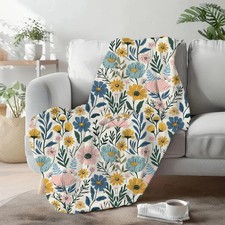 Wildflower Floral Throw Blanket Botanical Meadow Design