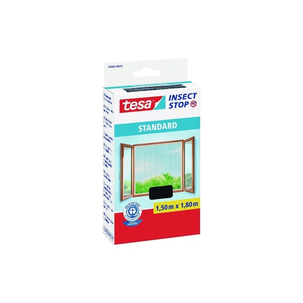 tesa Fliegengitter Stand Klettband FüR Fenster Anthrazit 1,5M:1,8M-image