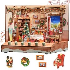 Tonecheer DIY Miniature The Christmas Cottage Mini House Model Kits for Adults