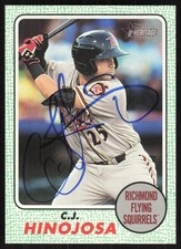 2017 Topps Heritage Minor League Green C.J. Hinojosa Auto 06/50 #86 COA Card