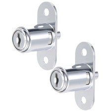 2pcs 19mmx23mm Cylinder Zinc Alloy Chrome Finish Drawer Plunger Lock Keyed Alike