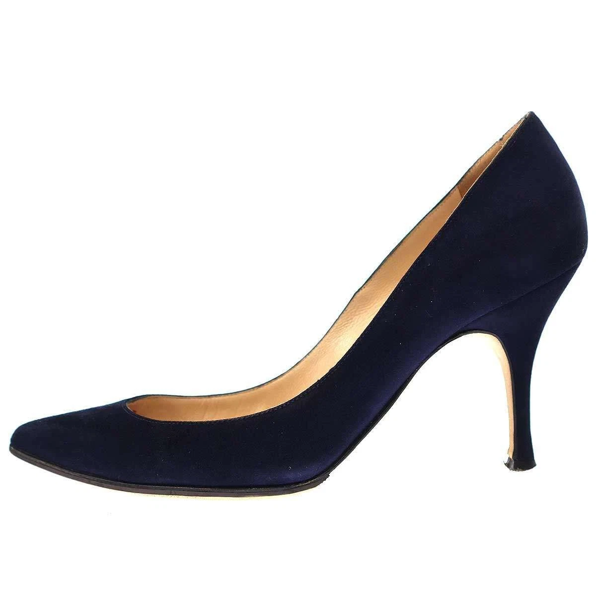 MBT MANOLO BLAHNIK KIETTA90 décolleté in pelle scamosciata blu navy 34 5 usate F S