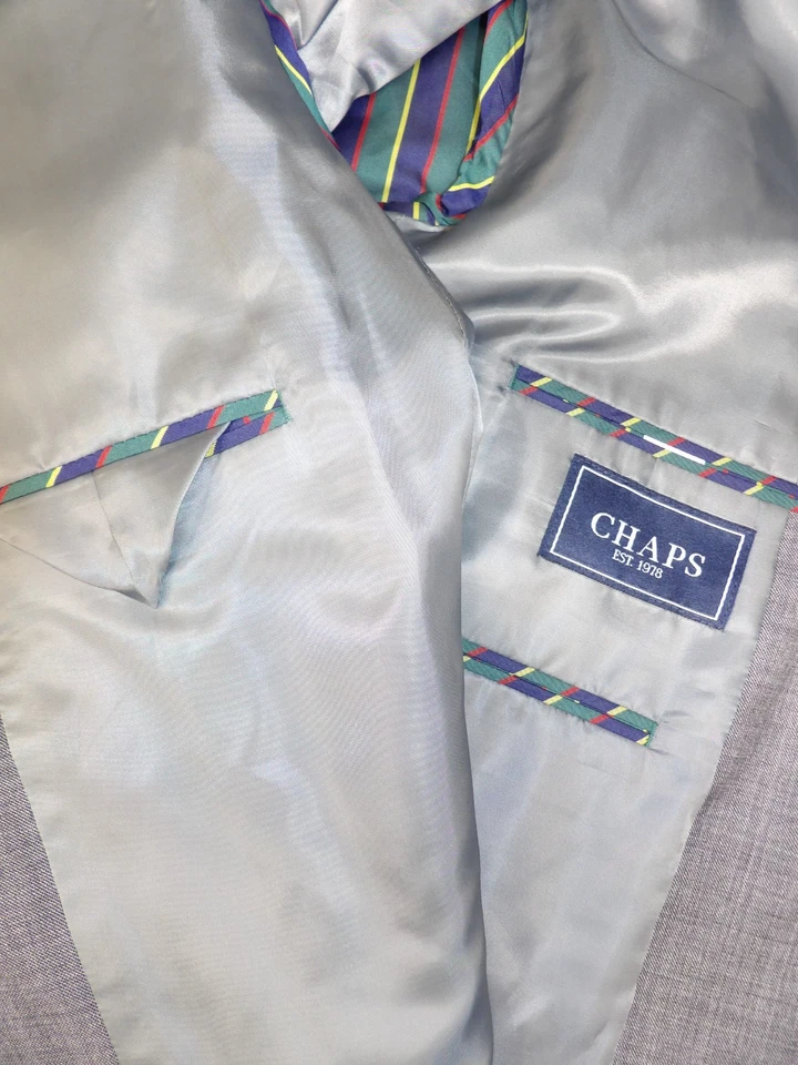 Traje Chaps Hombre 44L 36 X 32 Gris Medio 100% Lana T#116 Foto 4 de 4