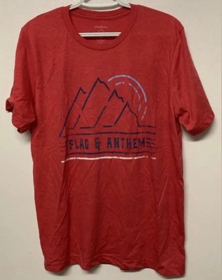 Flag & Anthem Men s T-Shirt Red Mountain Graphic Tee Adult Short Sleeve Medium M