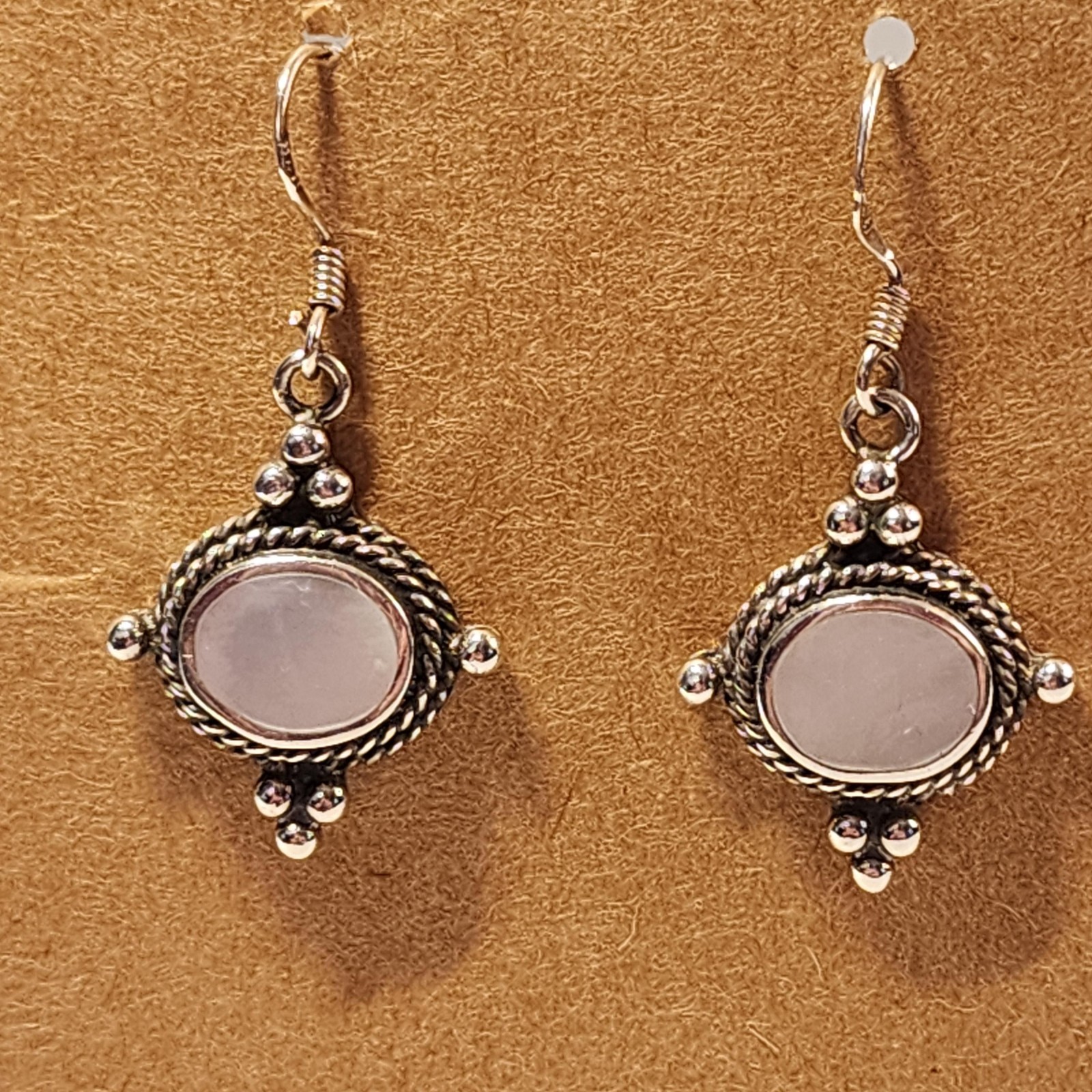 Sterling Silver 925 MOP Dangle Drop Earrings Wome… - image 1