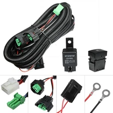 H8/H11/H16 LED compatible fog wiring universal fog lamp relay harness w/ switch