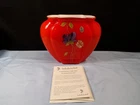 Limited Ed. Fenton Painted Orange Persimmon Cased Glass Persimmon Passion Vase