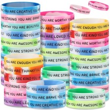 120 Pcs Motivational Wristbands Bulk for Student Inspirational Rubber Bands S...