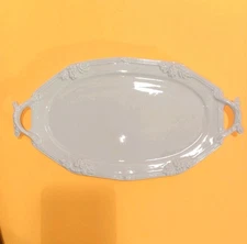 Red-Cliff Ironstone 12"L X 7"W. Platter. Double Handles, White, Raised Grape...