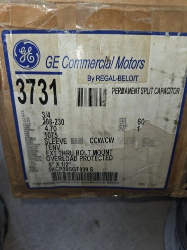 GE Electric Motor 5KCP39SGT039S 3/4 HP Rpm 1075 208/230v 3731 NEW Condenser