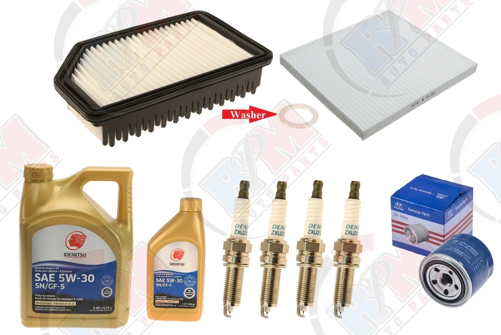 Tune Up Kit with DENSO Iridium Spark plugs  6QTS IDEMITSU Oil for Hyundai  Kia