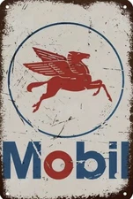 Mobil Exxon Retro Vintage Gas Gasoline Oil Tin Sign 8x12 inches Station Zz