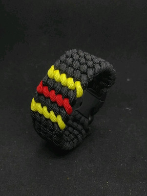 Bracelet Paracord Vert Et Jaune - Boucle Acier - Fait Main Sur Mesure 18-19cm