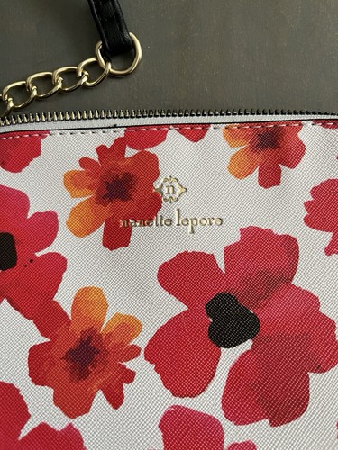 Nanette Leopore Crossbody Bag Purse Red White Poppy - Picture 3 of 5