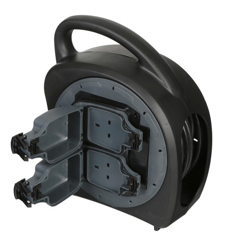 Carrete de plomo de extensión exterior de 2 pandillas resistente a la intemperie IP54 corte térmico 20 m - Imagen 2 de 5