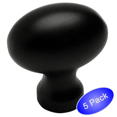 *5 Pack* Cosmas Cabinet Hardware Flat Black Small Football Knobs #6021FB